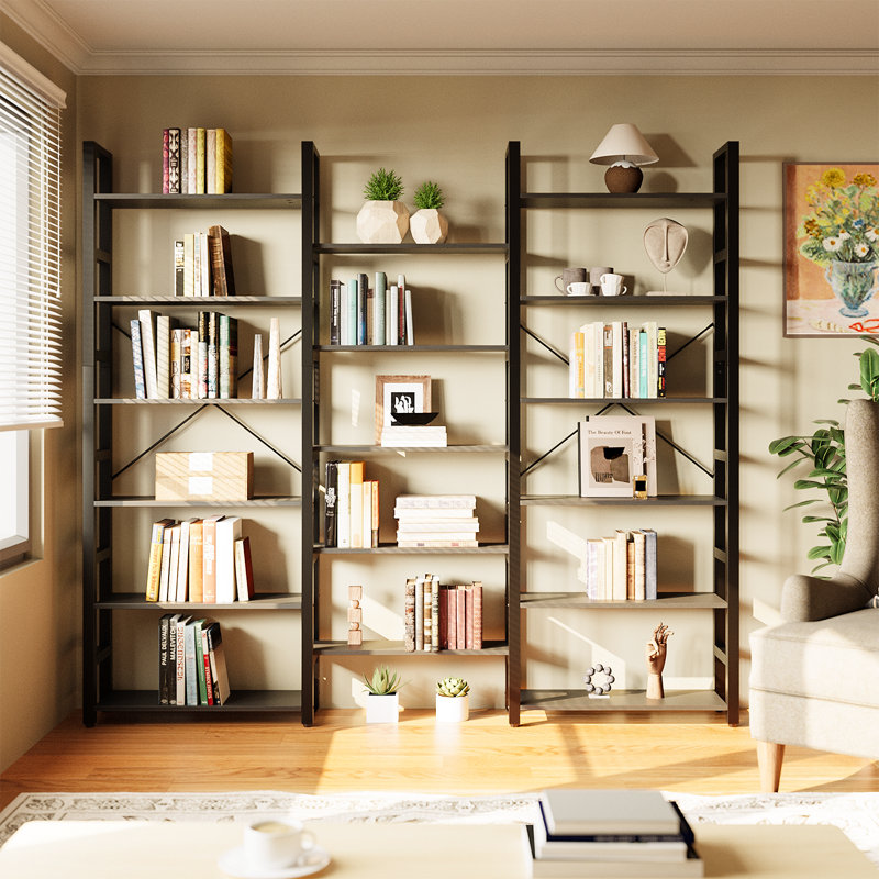 Mercer41 Triple Wide Bookshelf Open Display Shelves Shape Changeable Bookcases Modern Tall Bookcase Furniture For Bedroom Living Room And Home Office Wayfair